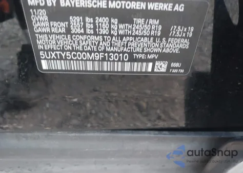 2021 BMW X3 xDrive30I из США, поврежденный, VIN 5UXTY5C00M9F13010